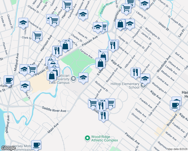 map of restaurants, bars, coffee shops, grocery stores, and more near 195 South Main Street in Lodi