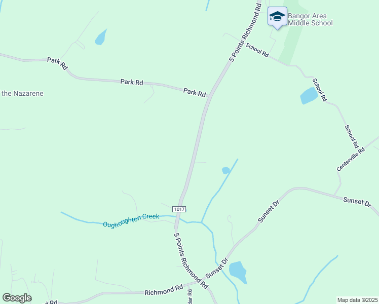 map of restaurants, bars, coffee shops, grocery stores, and more near 614 5 Points Richmond Road in Bangor