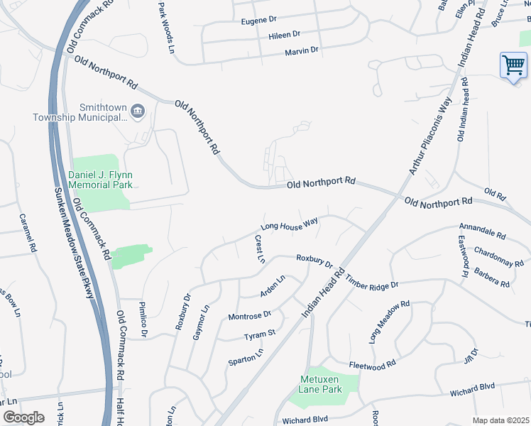 map of restaurants, bars, coffee shops, grocery stores, and more near 15 Munsee Way in Commack