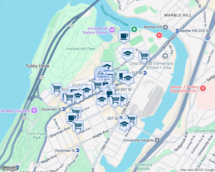 map of restaurants, bars, coffee shops, grocery stores, and more near in New York