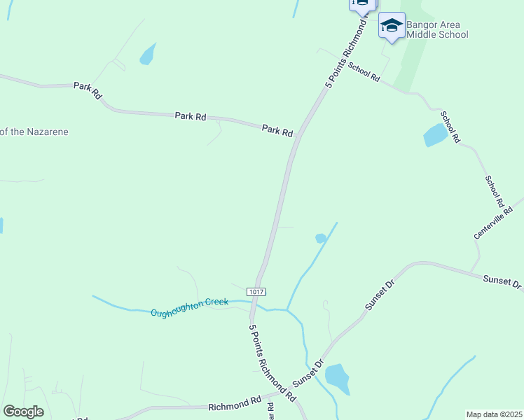 map of restaurants, bars, coffee shops, grocery stores, and more near 614 5 Points Richmond Road in Bangor