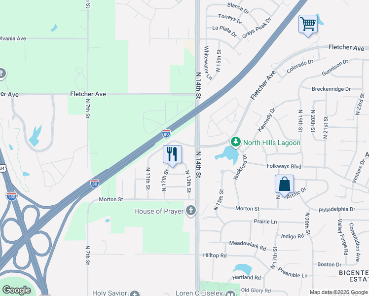 map of restaurants, bars, coffee shops, grocery stores, and more near 1250 Irish Pointe Place in Lincoln