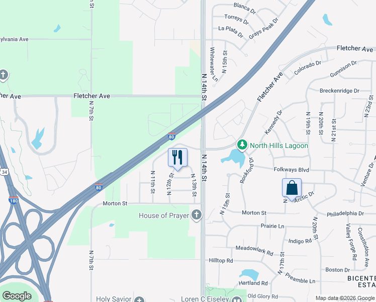 map of restaurants, bars, coffee shops, grocery stores, and more near 1250 Irish Pointe Place in Lincoln