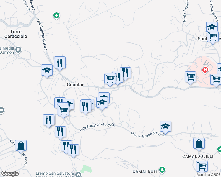 map of restaurants, bars, coffee shops, grocery stores, and more near 13 Via Michele Pizzuti in Napoli
