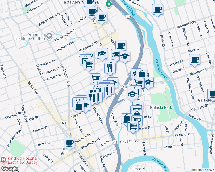 map of restaurants, bars, coffee shops, grocery stores, and more near in 
