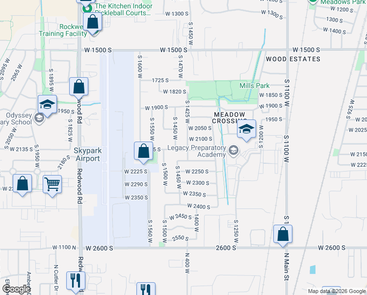 map of restaurants, bars, coffee shops, grocery stores, and more near 2166 South 1425 West in Woods Cross