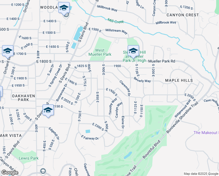 map of restaurants, bars, coffee shops, grocery stores, and more near 991 East Deborah Circle in Bountiful