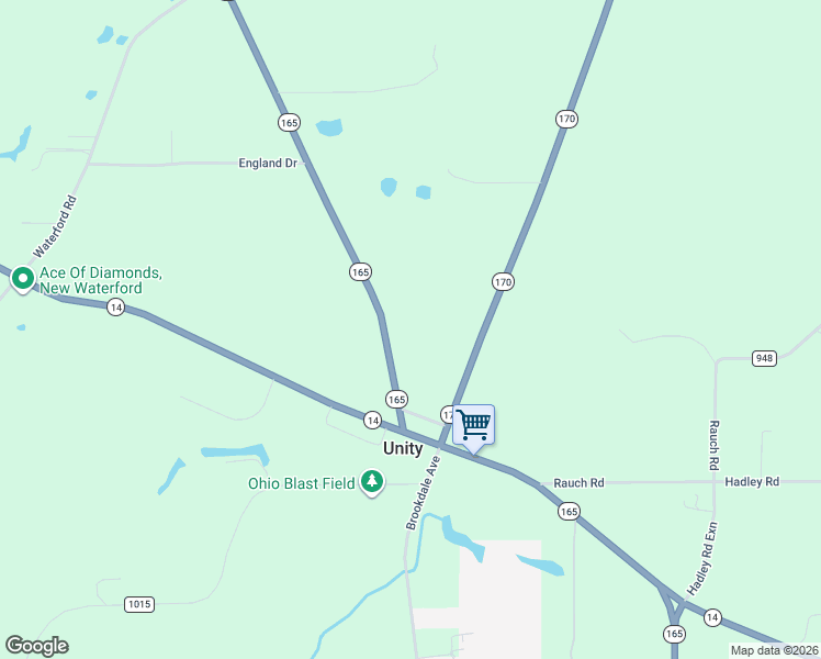 map of restaurants, bars, coffee shops, grocery stores, and more near 2124 Ohio 165 in East Palestine