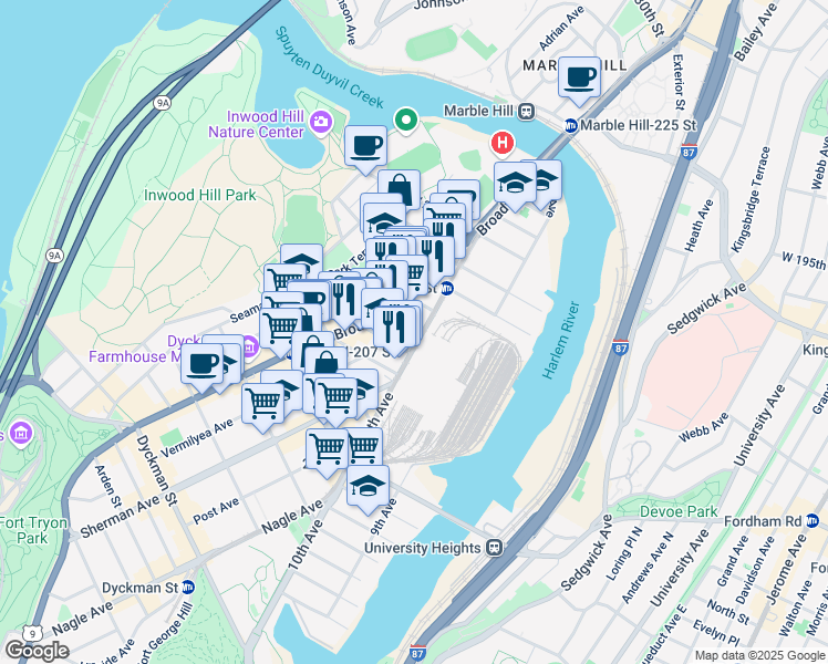 map of restaurants, bars, coffee shops, grocery stores, and more near in New York
