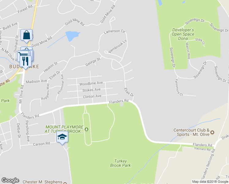 map of restaurants, bars, coffee shops, grocery stores, and more near 83 Clinton Avenue in Mount Olive Township