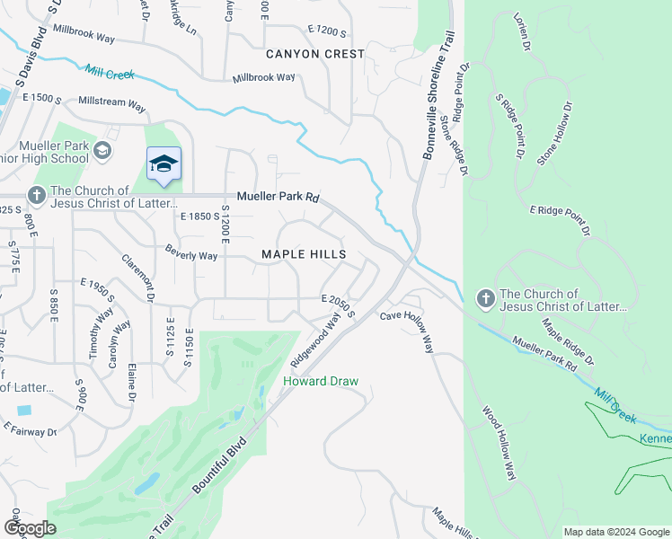 map of restaurants, bars, coffee shops, grocery stores, and more near 1448 Bluebell Circle in Bountiful