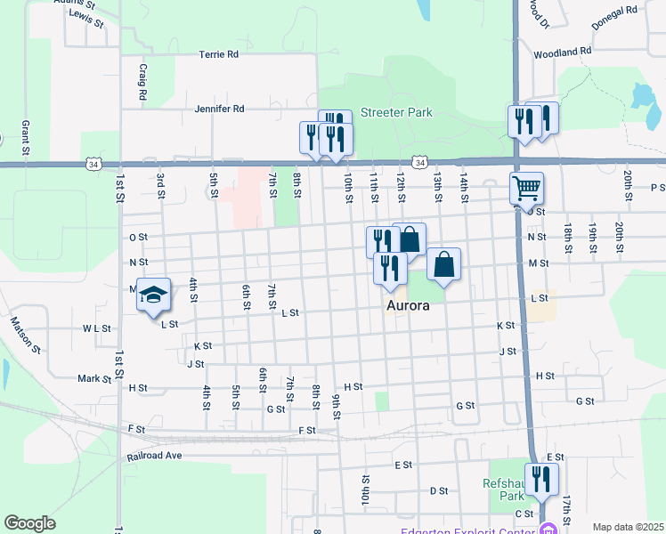 map of restaurants, bars, coffee shops, grocery stores, and more near 1254-1298 9th Street in Aurora