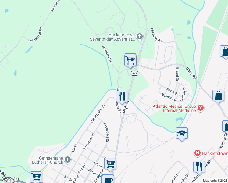 map of restaurants, bars, coffee shops, grocery stores, and more near 920 Old Allamuchy Road in Hackettstown