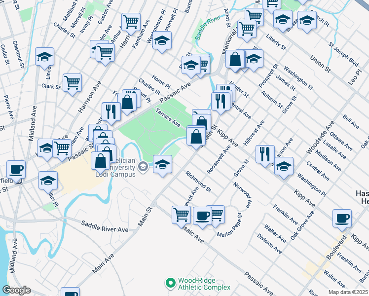 map of restaurants, bars, coffee shops, grocery stores, and more near 31 Norwood Avenue in Lodi