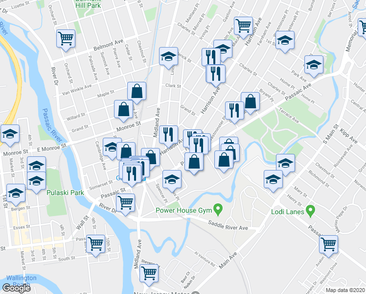 map of restaurants, bars, coffee shops, grocery stores, and more near 21 Farnham Avenue in Garfield