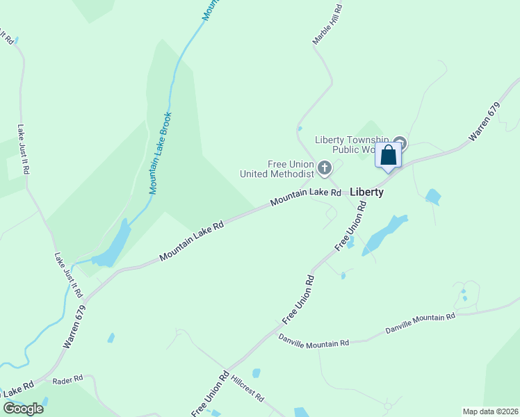 map of restaurants, bars, coffee shops, grocery stores, and more near 329 Mountain Lake Road in Liberty