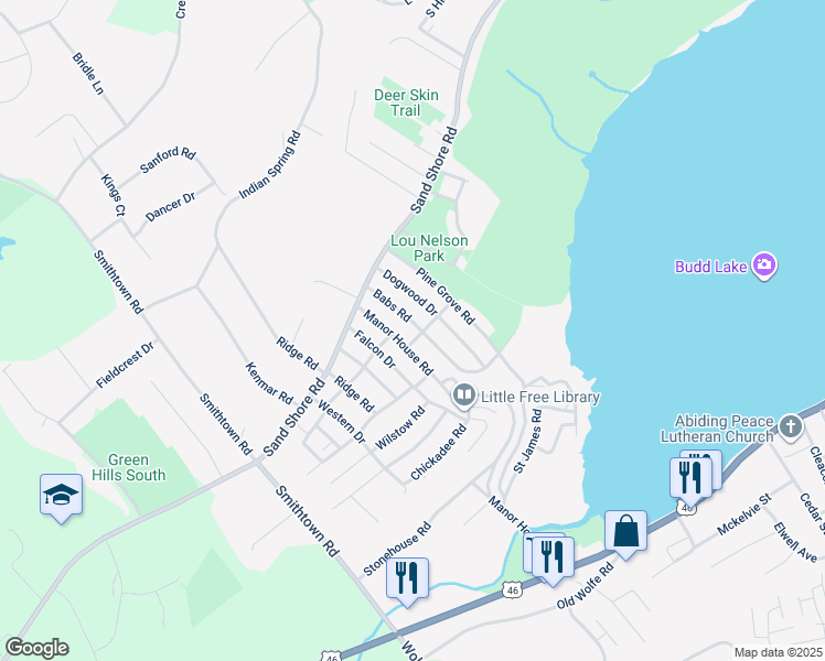 map of restaurants, bars, coffee shops, grocery stores, and more near 17 Babs Road in Mount Olive