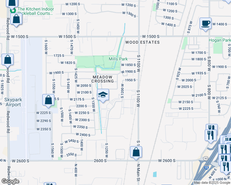 map of restaurants, bars, coffee shops, grocery stores, and more near 1229 West 2050 South in Woods Cross