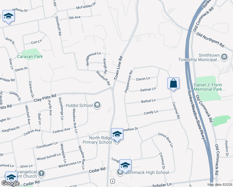 map of restaurants, bars, coffee shops, grocery stores, and more near 211 Town Line Road in East Northport