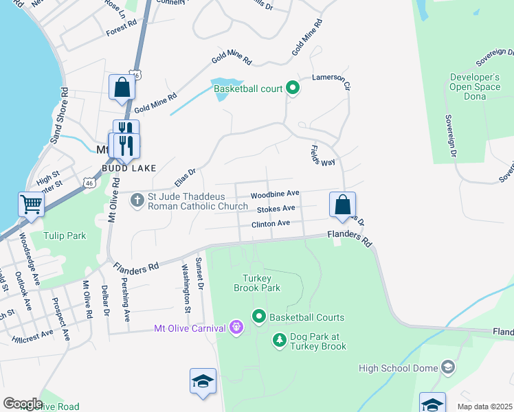 map of restaurants, bars, coffee shops, grocery stores, and more near 53 Stokes Avenue in Mount Olive