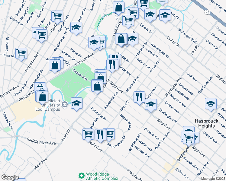 map of restaurants, bars, coffee shops, grocery stores, and more near 29 McKinley Avenue in Lodi