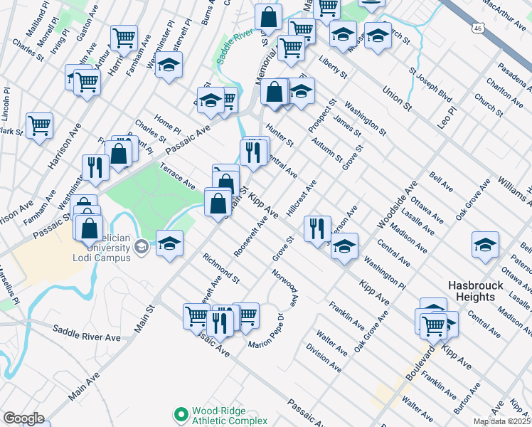 map of restaurants, bars, coffee shops, grocery stores, and more near 29 McKinley Avenue in Lodi