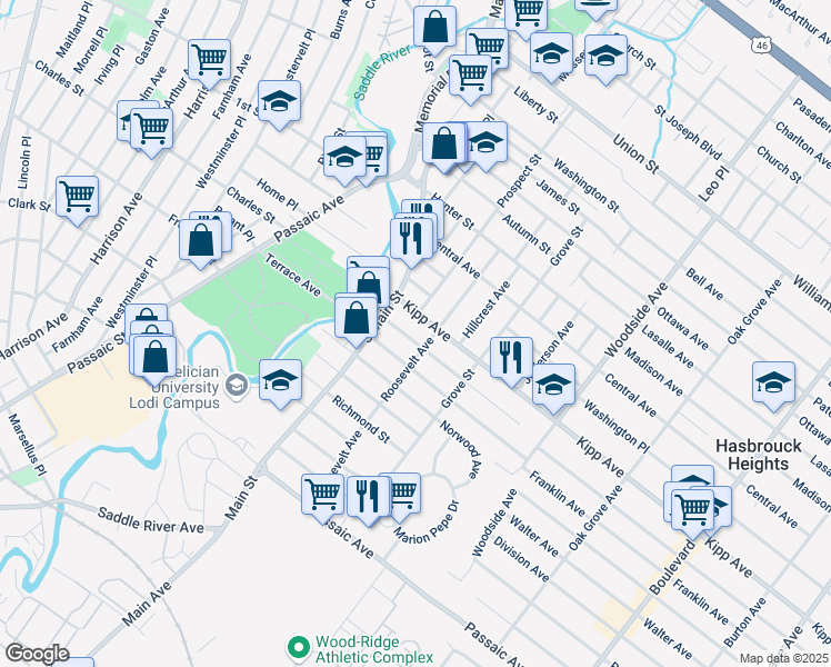 map of restaurants, bars, coffee shops, grocery stores, and more near 29 McKinley Avenue in Lodi