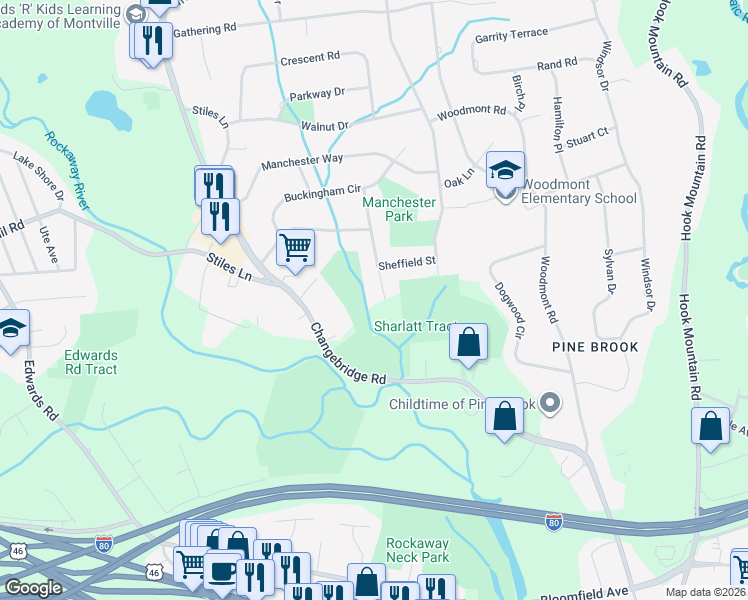 map of restaurants, bars, coffee shops, grocery stores, and more near 23 Normandy Road in Montville