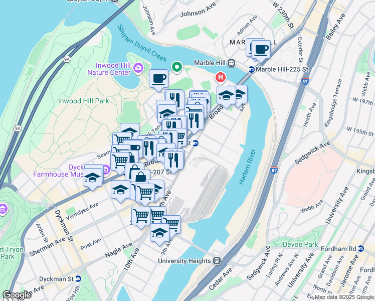map of restaurants, bars, coffee shops, grocery stores, and more near in New York