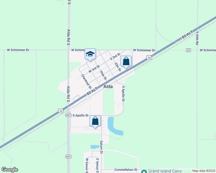 map of restaurants, bars, coffee shops, grocery stores, and more near in Alda