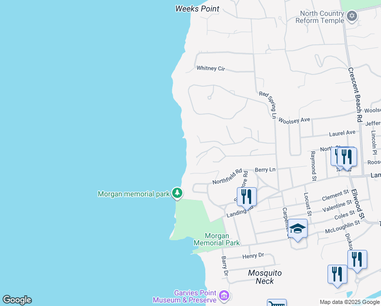 map of restaurants, bars, coffee shops, grocery stores, and more near 35 Sunview Drive in Glen Cove