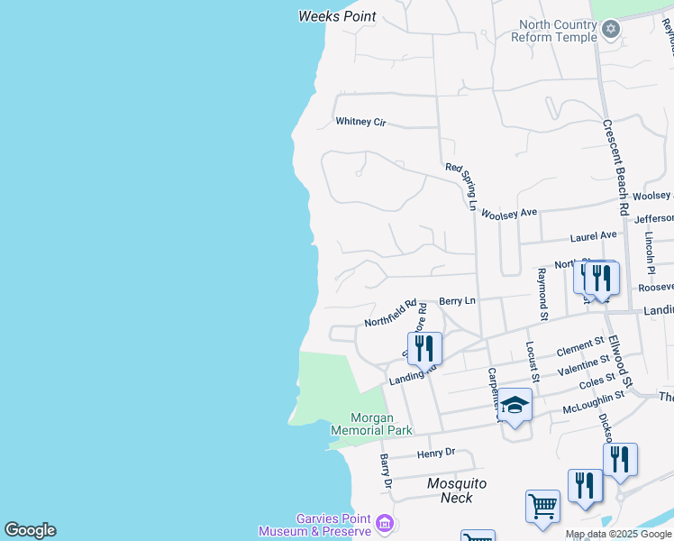 map of restaurants, bars, coffee shops, grocery stores, and more near 10 Windward in Glen Cove