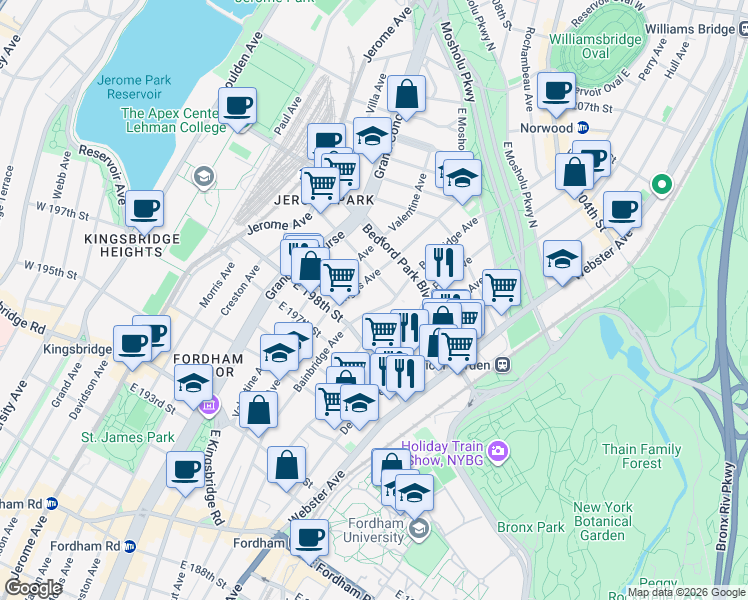 map of restaurants, bars, coffee shops, grocery stores, and more near 2869 Mount Saint Ursula Place in Bronx