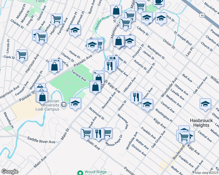 map of restaurants, bars, coffee shops, grocery stores, and more near 29 McKinley Avenue in Lodi