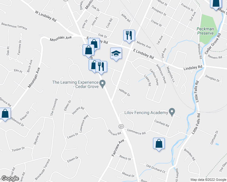 map of restaurants, bars, coffee shops, grocery stores, and more near 36 Stevens Avenue in Cedar Grove