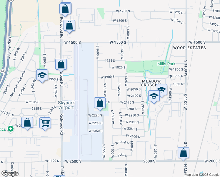 map of restaurants, bars, coffee shops, grocery stores, and more near 2032 South 1500 West in Woods Cross