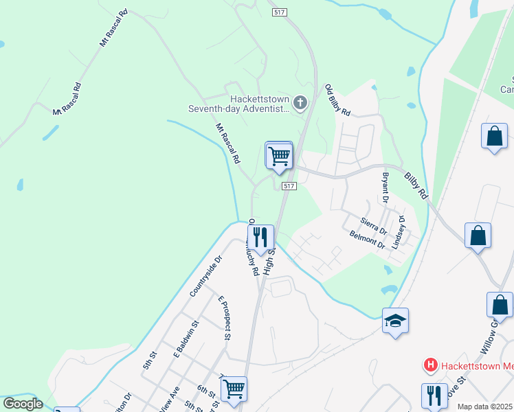 map of restaurants, bars, coffee shops, grocery stores, and more near 920 Old Allamuchy Road in Hackettstown