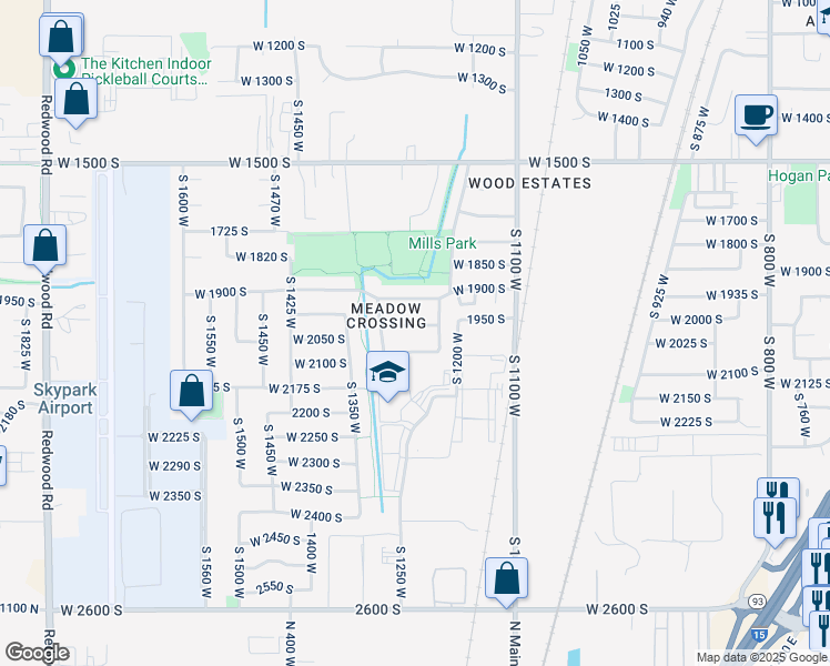 map of restaurants, bars, coffee shops, grocery stores, and more near 1229 West 2050 South in Woods Cross