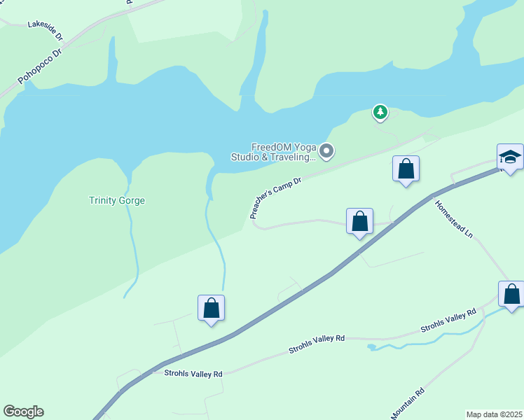 map of restaurants, bars, coffee shops, grocery stores, and more near 570 Preacher's Camp Drive in Lehighton
