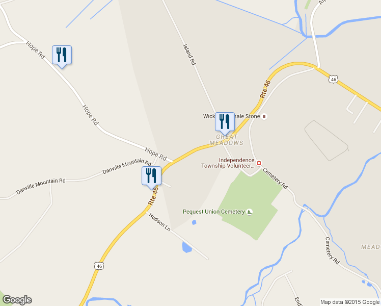 map of restaurants, bars, coffee shops, grocery stores, and more near 347 Route 46 in Independence Township