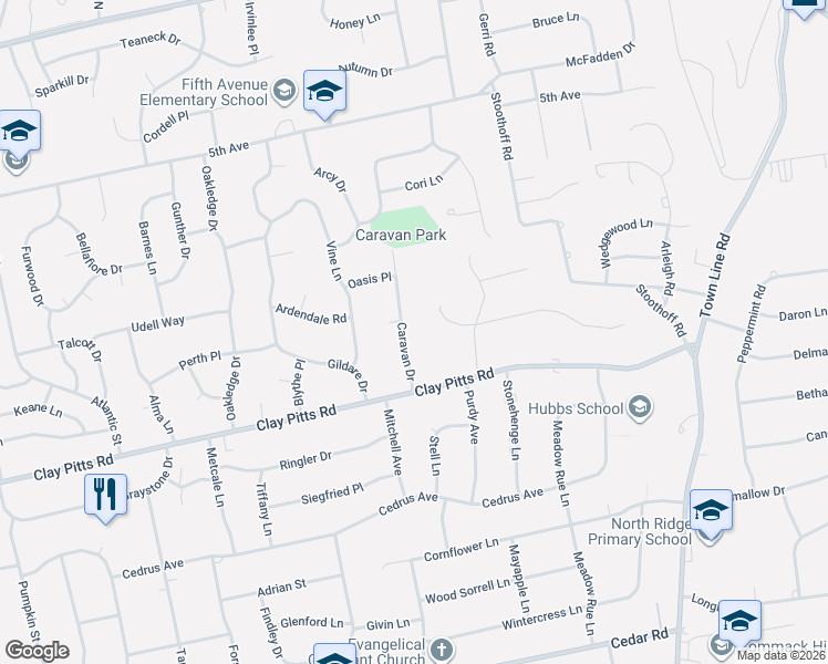 map of restaurants, bars, coffee shops, grocery stores, and more near 131 Gail Court in East Northport