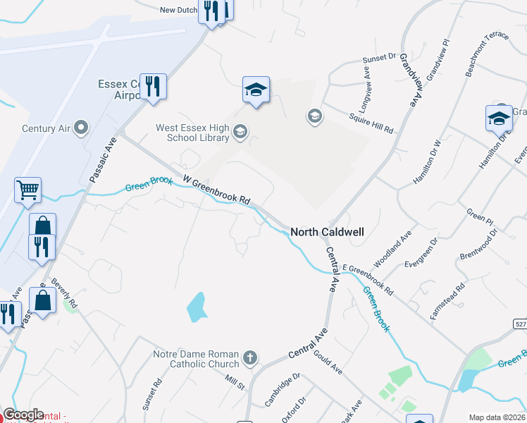 map of restaurants, bars, coffee shops, grocery stores, and more near 123 West Greenbrook Road in Caldwell