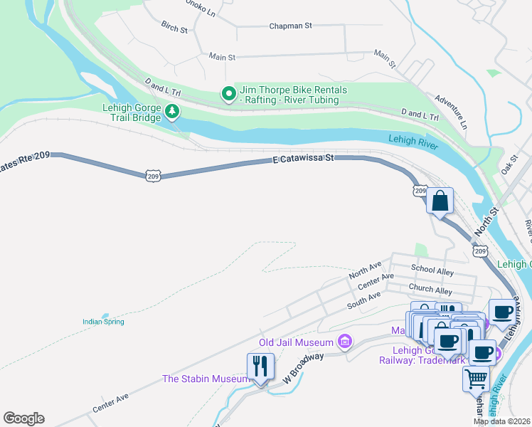 map of restaurants, bars, coffee shops, grocery stores, and more near in Nesquehoning