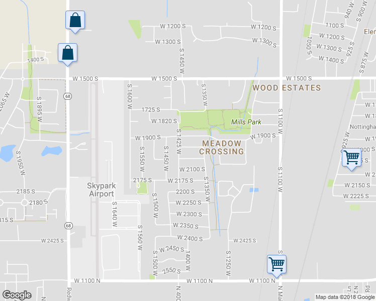 map of restaurants, bars, coffee shops, grocery stores, and more near 1403 West 1975 South in Woods Cross