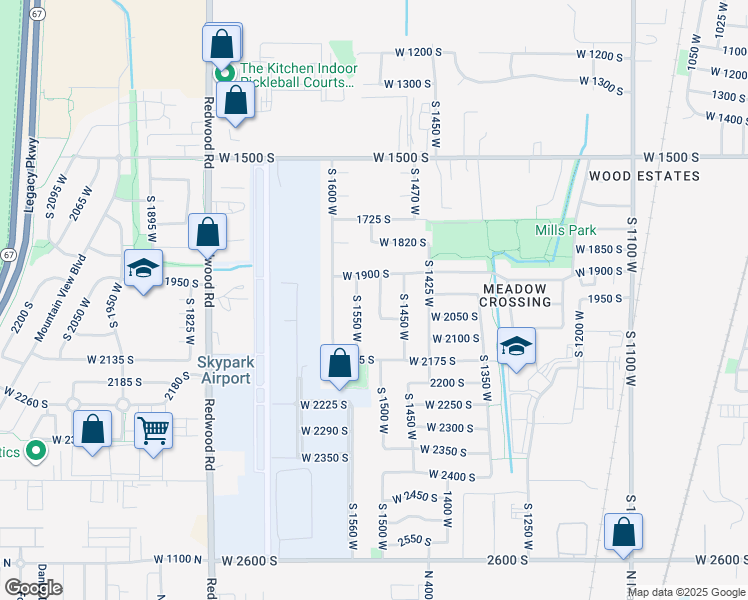 map of restaurants, bars, coffee shops, grocery stores, and more near 1984 South 1500 West in Woods Cross