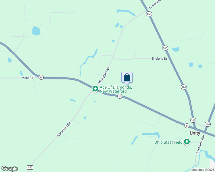 map of restaurants, bars, coffee shops, grocery stores, and more near 2022 Waterford Road in East Palestine