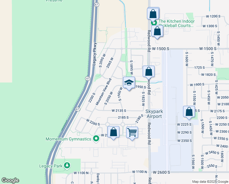 map of restaurants, bars, coffee shops, grocery stores, and more near 1993 South 2050 West in Woods Cross