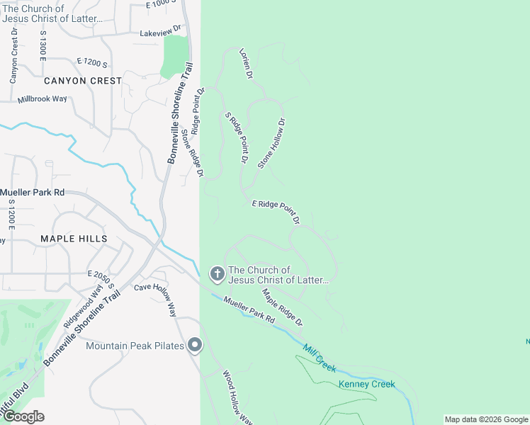 map of restaurants, bars, coffee shops, grocery stores, and more near 1878 East Ridge Point Drive in Bountiful