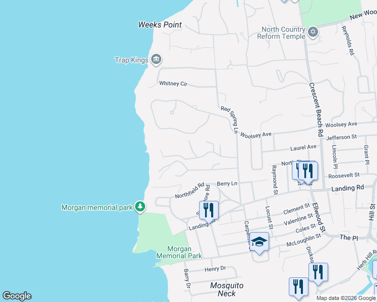 map of restaurants, bars, coffee shops, grocery stores, and more near 3 Fairview Lane in Glen Cove