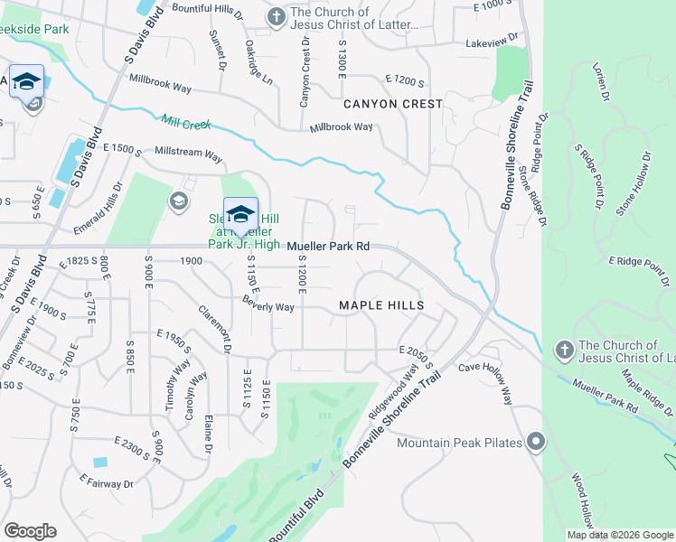 map of restaurants, bars, coffee shops, grocery stores, and more near 1289 E 1850 S in Bountiful